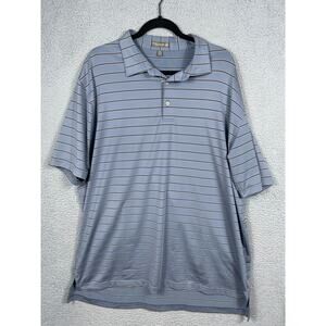 Peter Millar Summer Comfort Mens Size XXL Blue Black Stripe Golf Polo Shirt